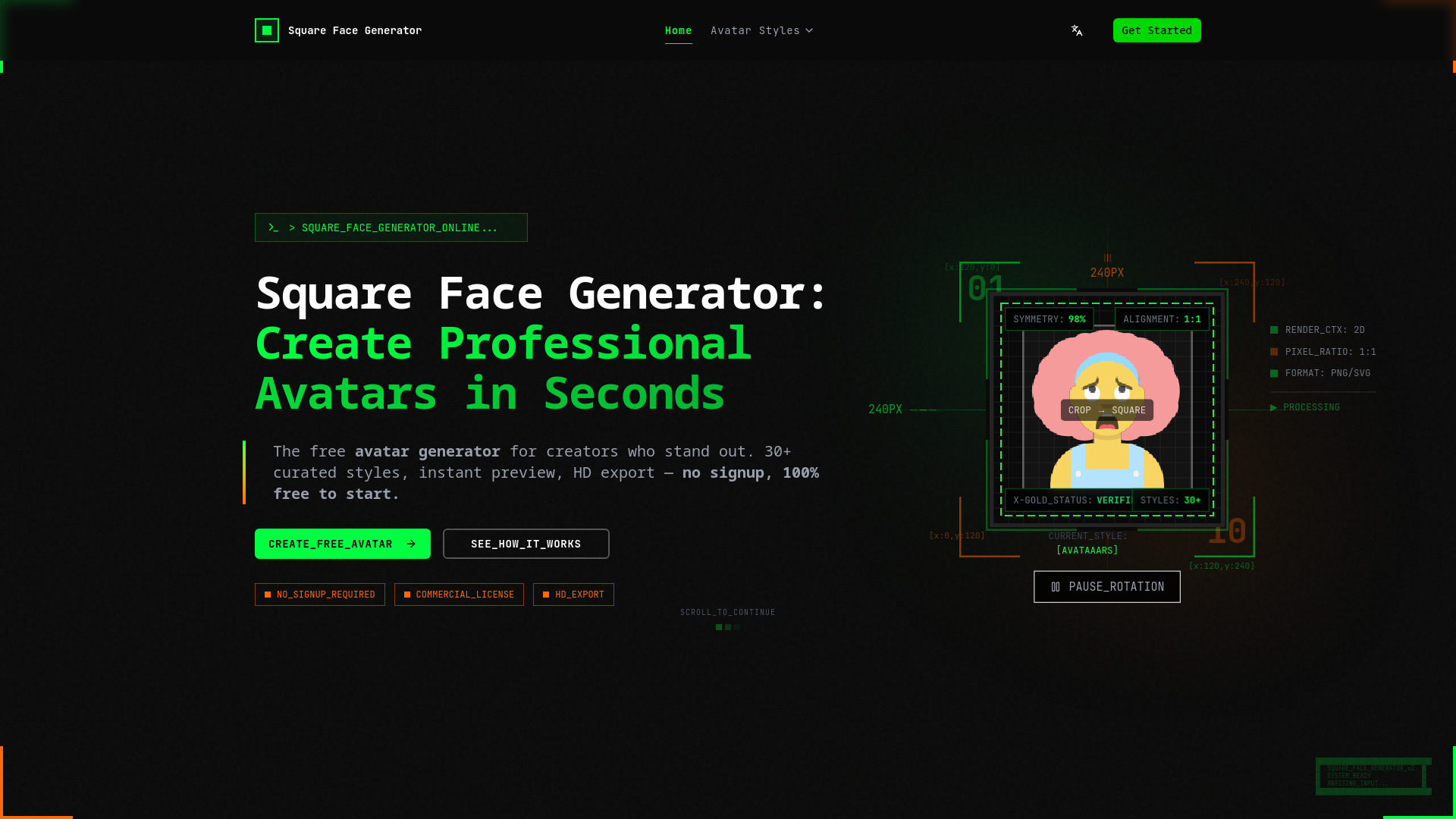 Square Face Generator